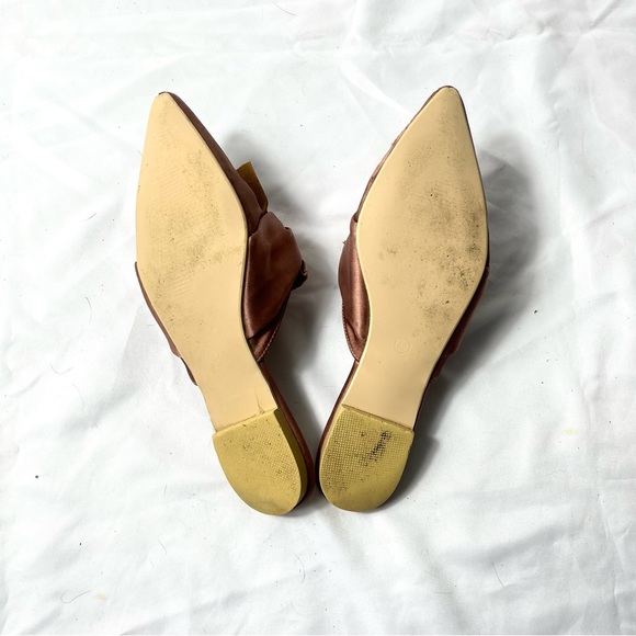 Cape Robbin Rose Gold/Pink Satin Ruffled Mules - Picture 7 of 7